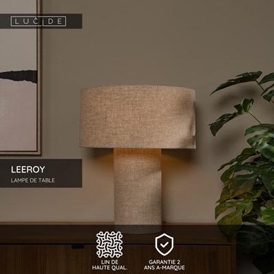 Lucide LEEROY - Lampe de table - 1xE27 - Taupe
